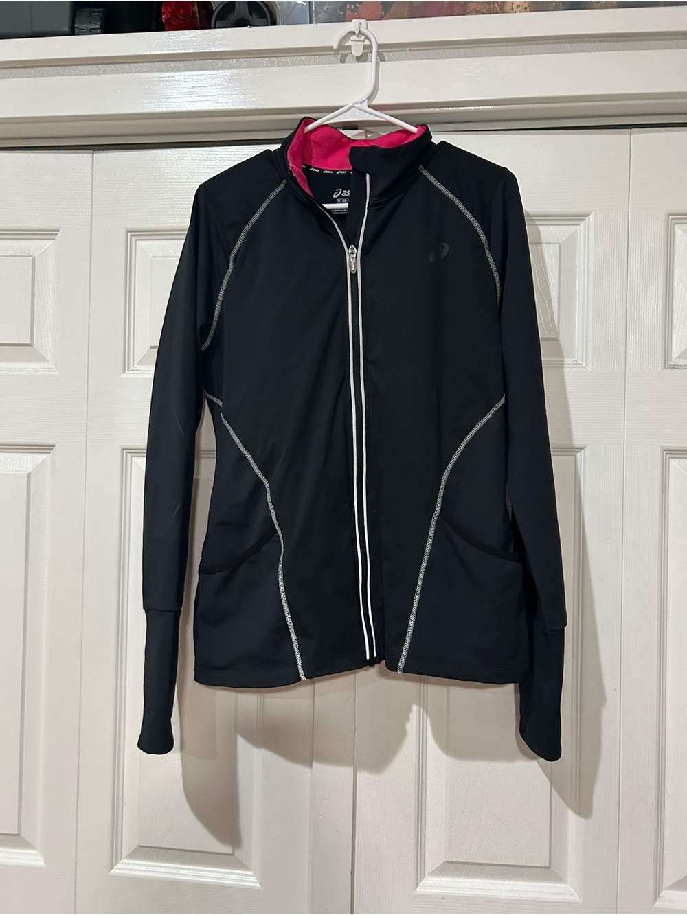 Asics Black Full-Zip Cycling Jacket with Pink Lining
